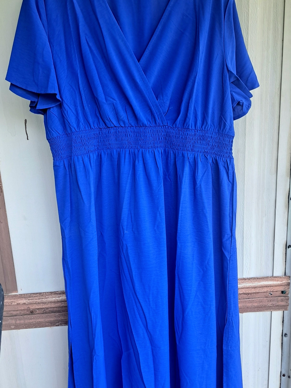 SHEIN Cobalt Blue V-Neck Wrap Maxi Dress